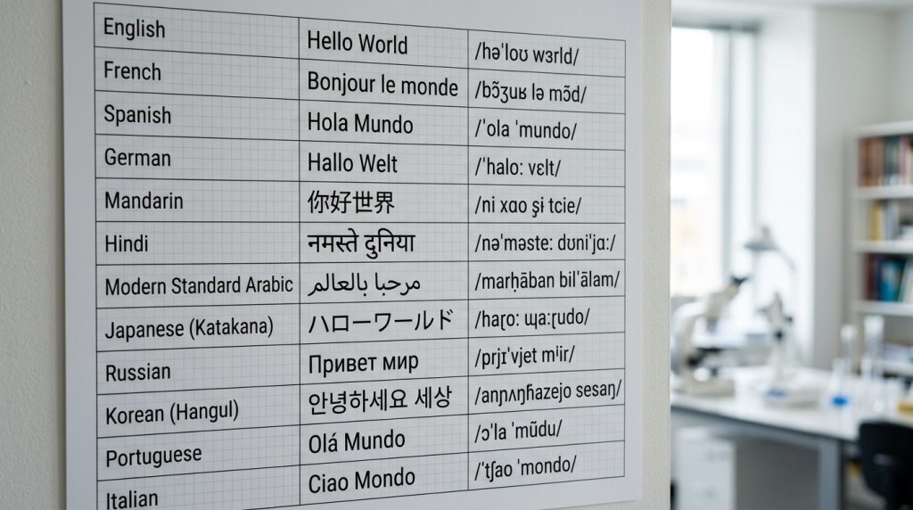 hello word翻译器多语言译文与音标对照表