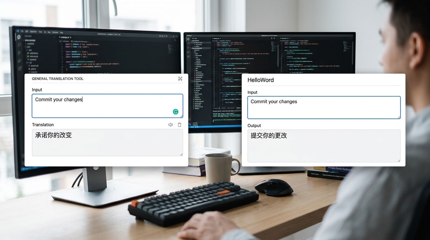HelloWord翻译与通用翻译工具准确性对比示例