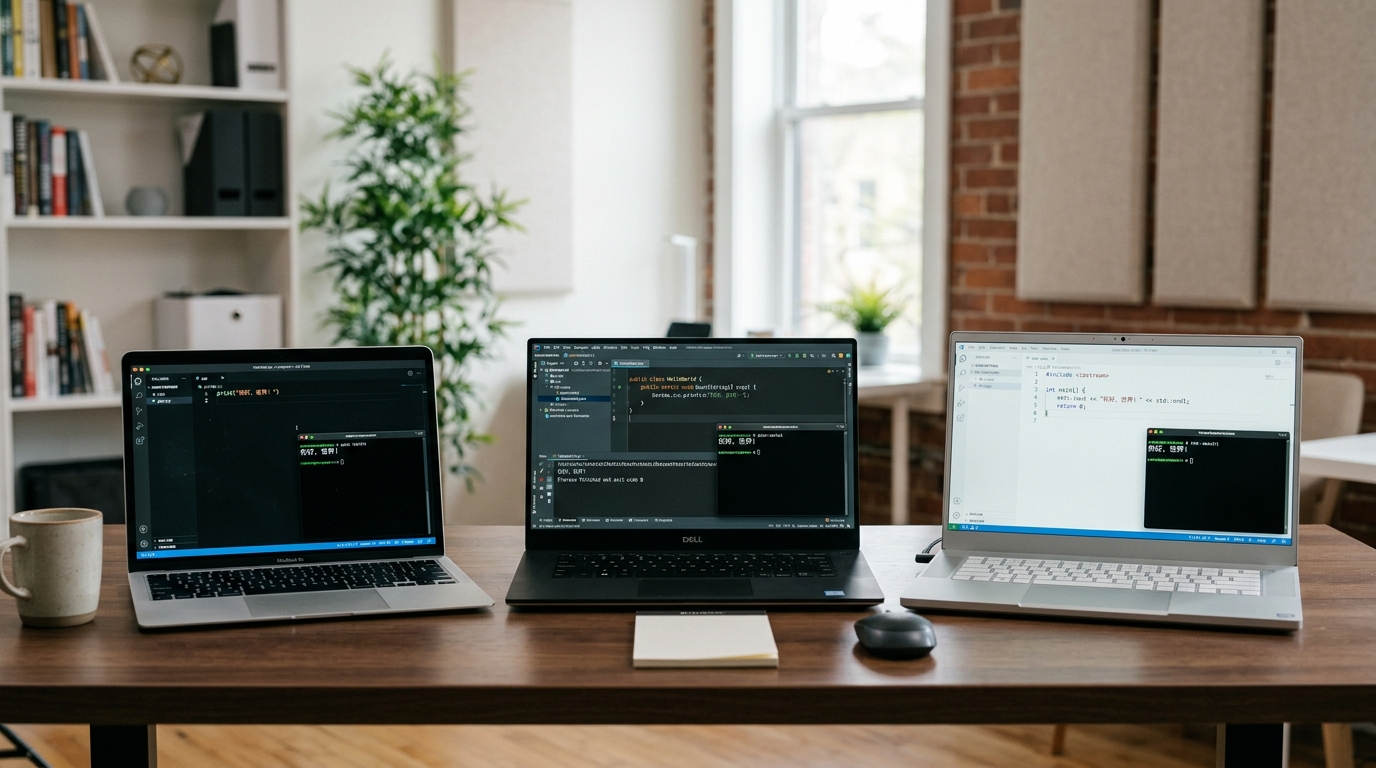 Hello World Python Java C++ 中文翻译示例对比